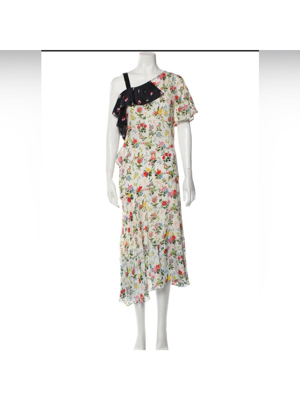 Preen line mixed pattern ditsy floral midi dress